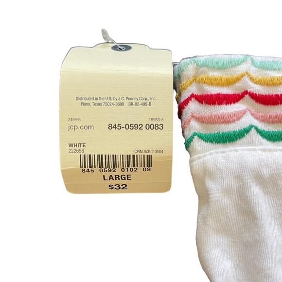 St John’s Bay White Ruffle Tank Colorful Size Large - Picture 3 of 4